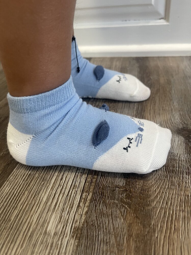 Blue Sleepy Cat Kid Socks