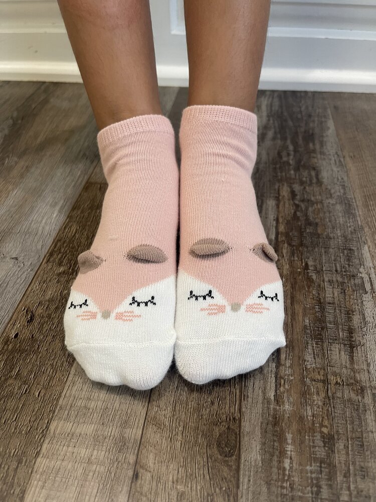 Pink Sleepy Cat Kid Socks