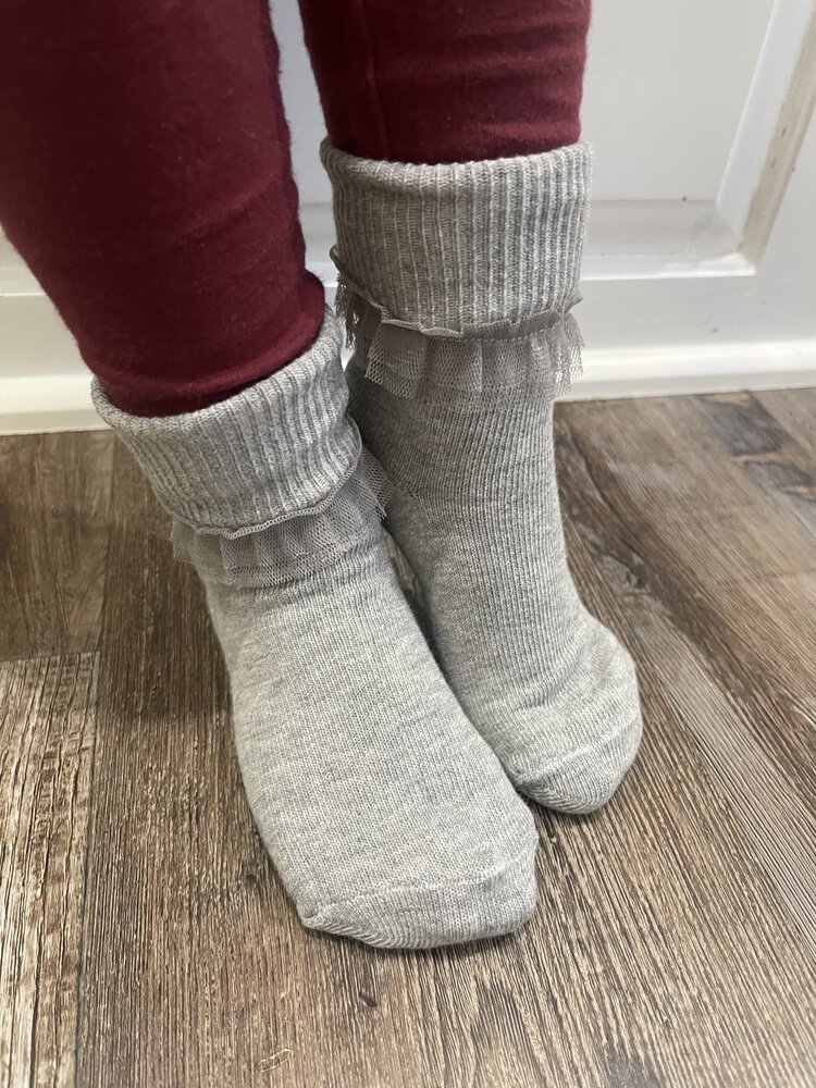 Gray Kid Tutu Dress Socks