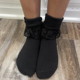 Black Classic Frill Anklets