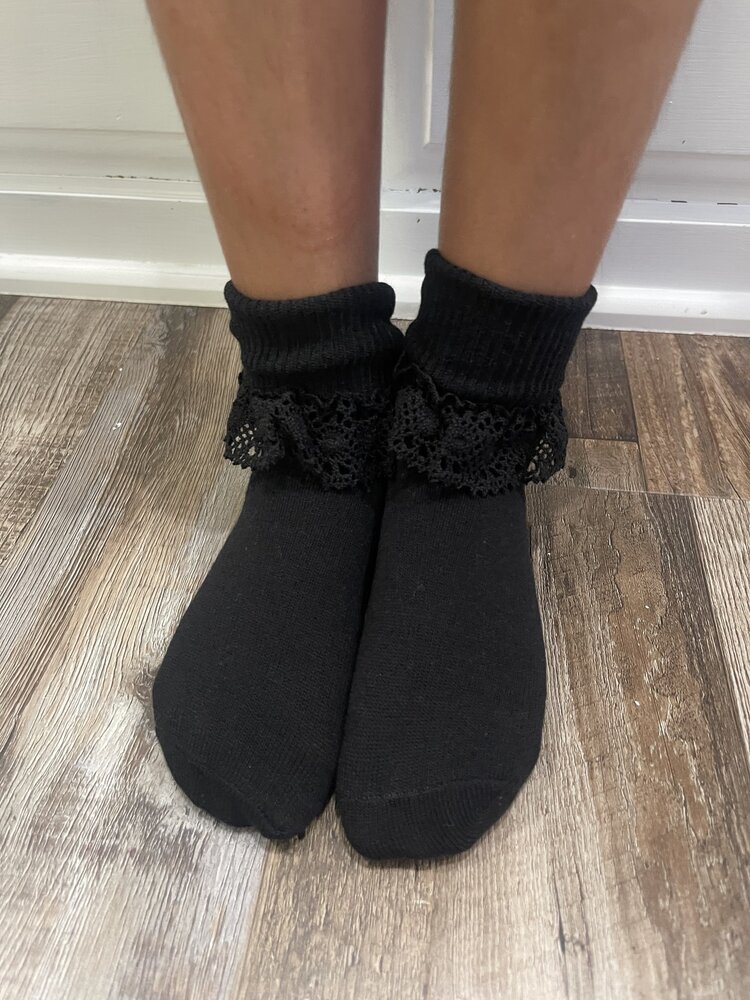 Black Classic Frill Anklets