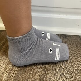 Gray Monster Kid Ankle Socks,  Size XS