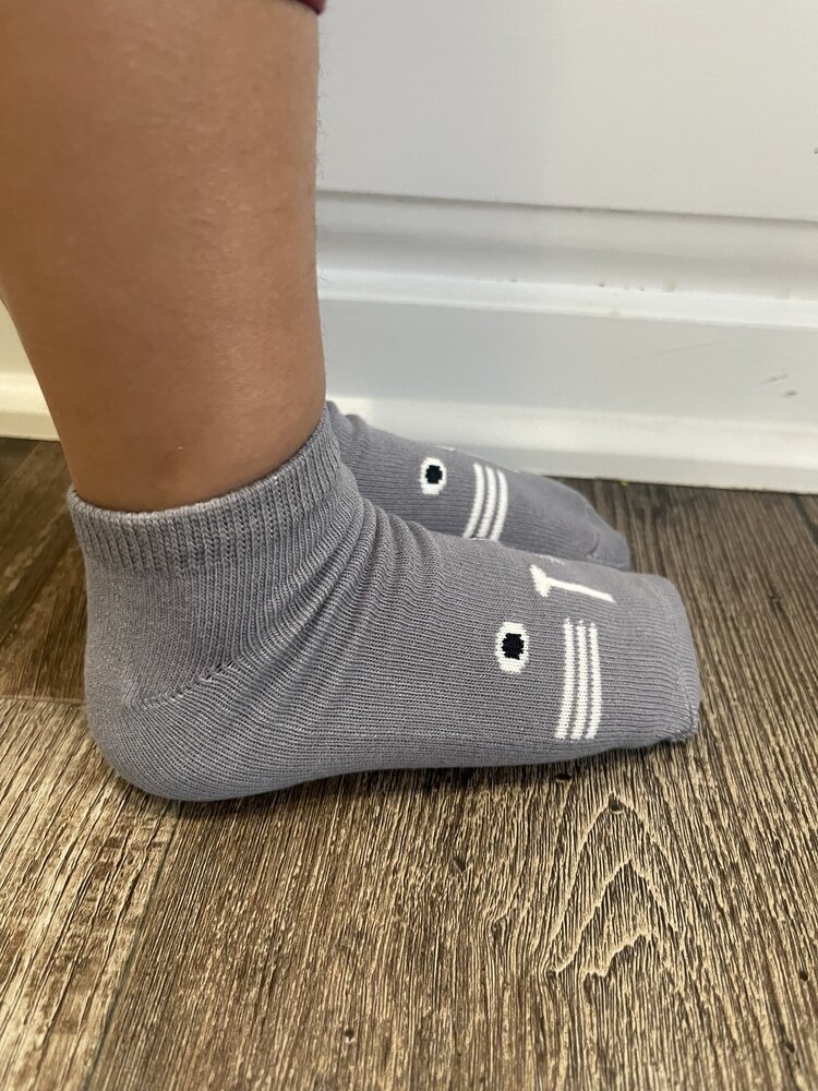 Gray Monster Kid Ankle Socks,  Size XS