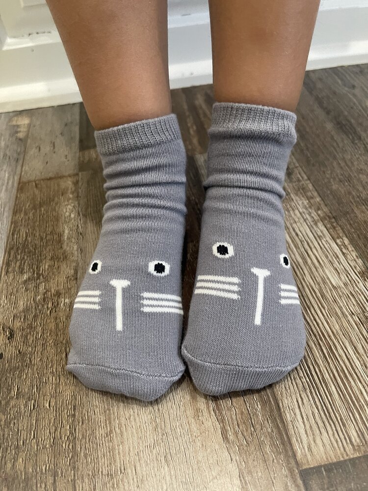 Gray Monster Kid Ankle Socks,  Size XS
