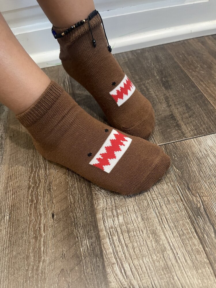 Brown Monster Kid Ankle Socks