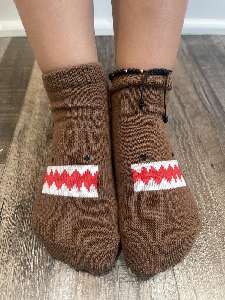 Brown Monster Kid Ankle Socks