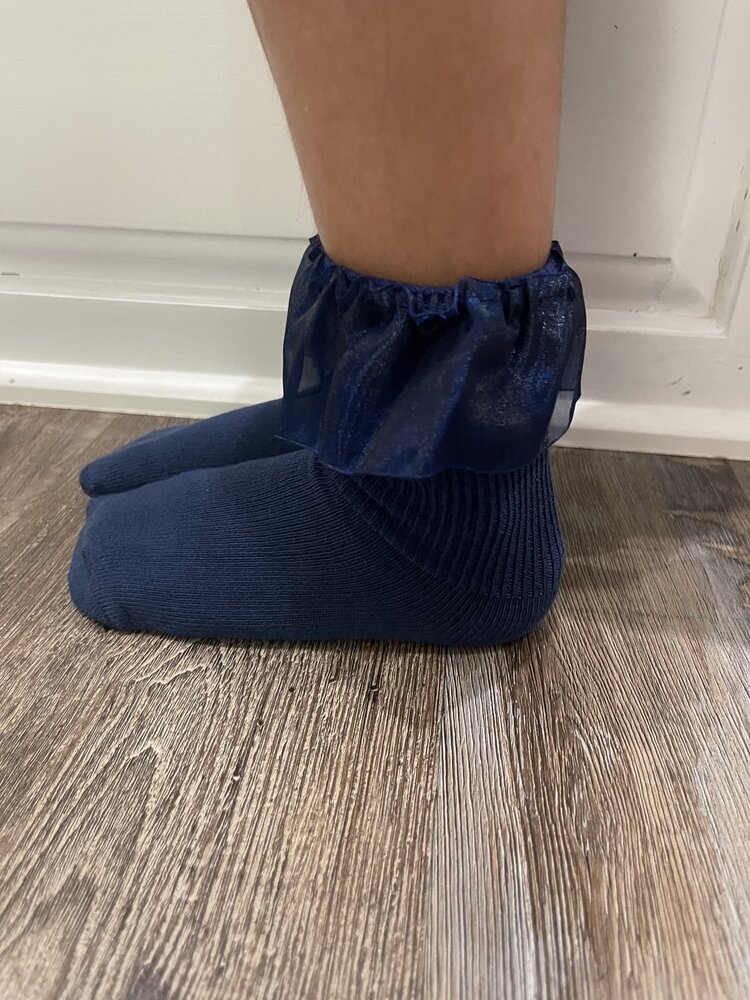 Navy Kid Tulle Dress Socks