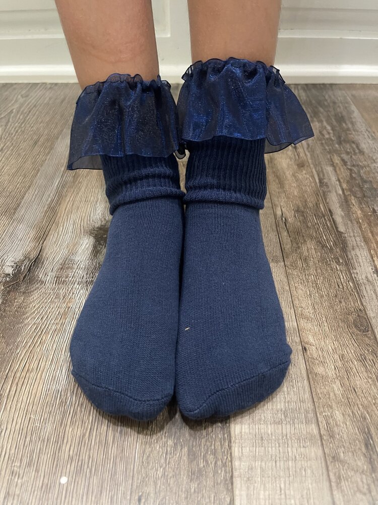 Navy Kid Tulle Dress Socks