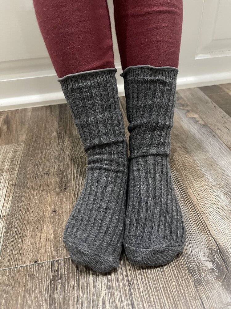 Charcoal Gray Classic Ruffle Shasha Kid Socks