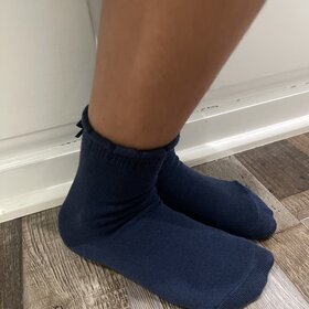 Navy Kid Ribbon Socks