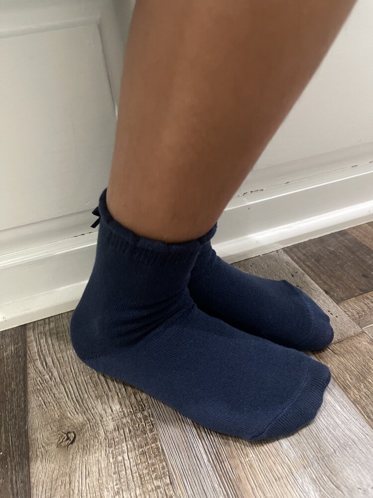 Navy Kid Ribbon Socks