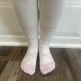 White & Pink Kid Ballerina Tights