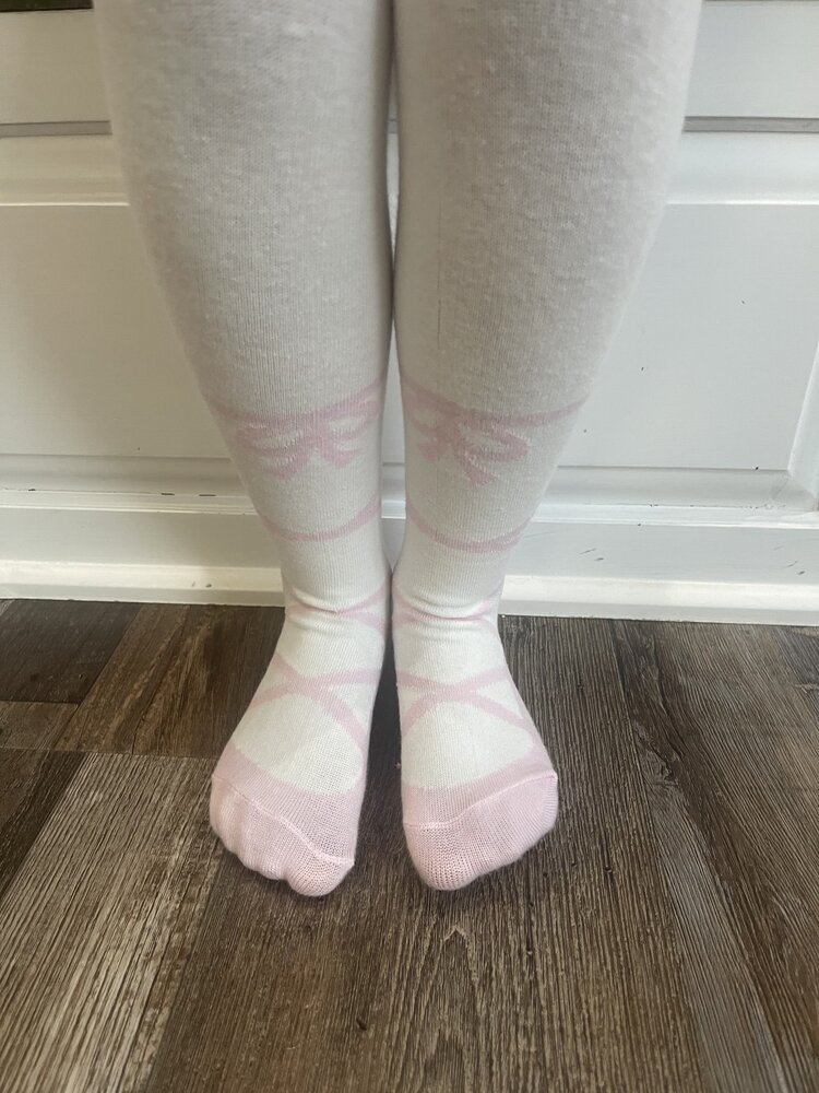 White & Pink Kid Ballerina Tights