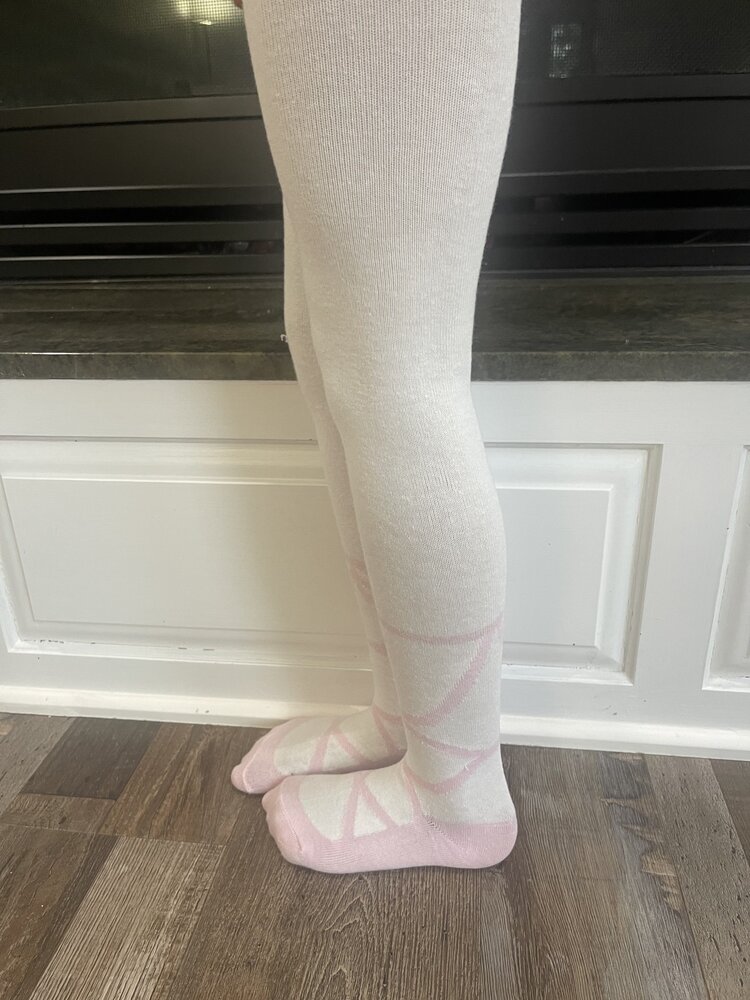 White & Pink Kid Ballerina Tights