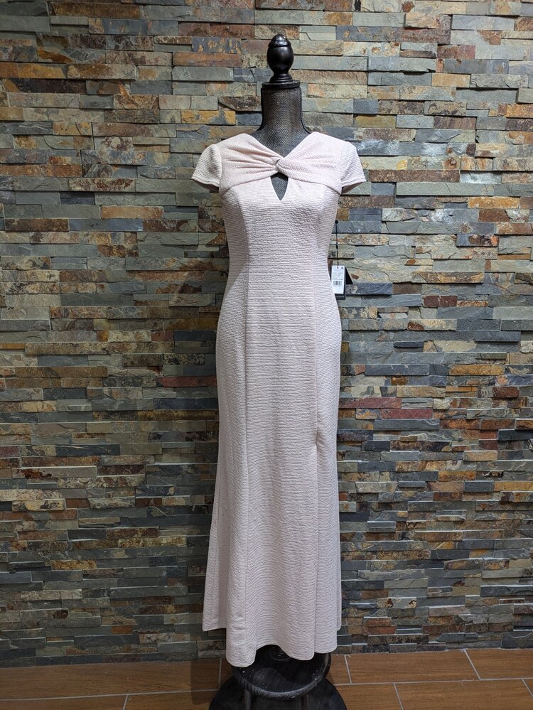 Adrianna Papell Peachy Pink Metallic Keyhole Knot Dress, Size 6P