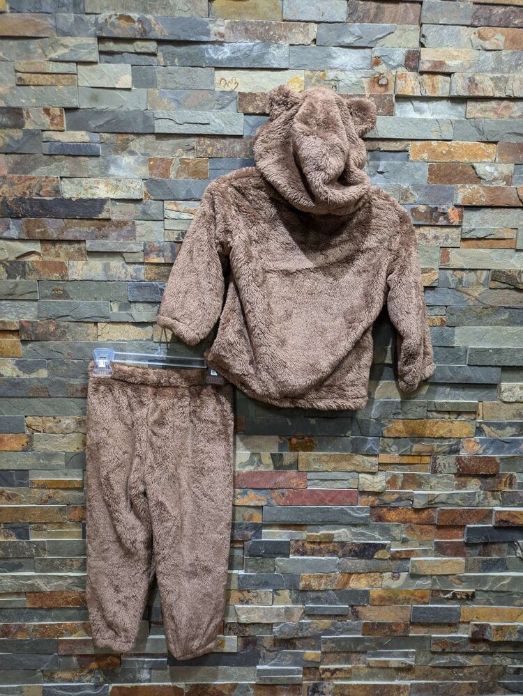 Brown 2pc. Fuzzy Bear Pantset, Size 3-4Y