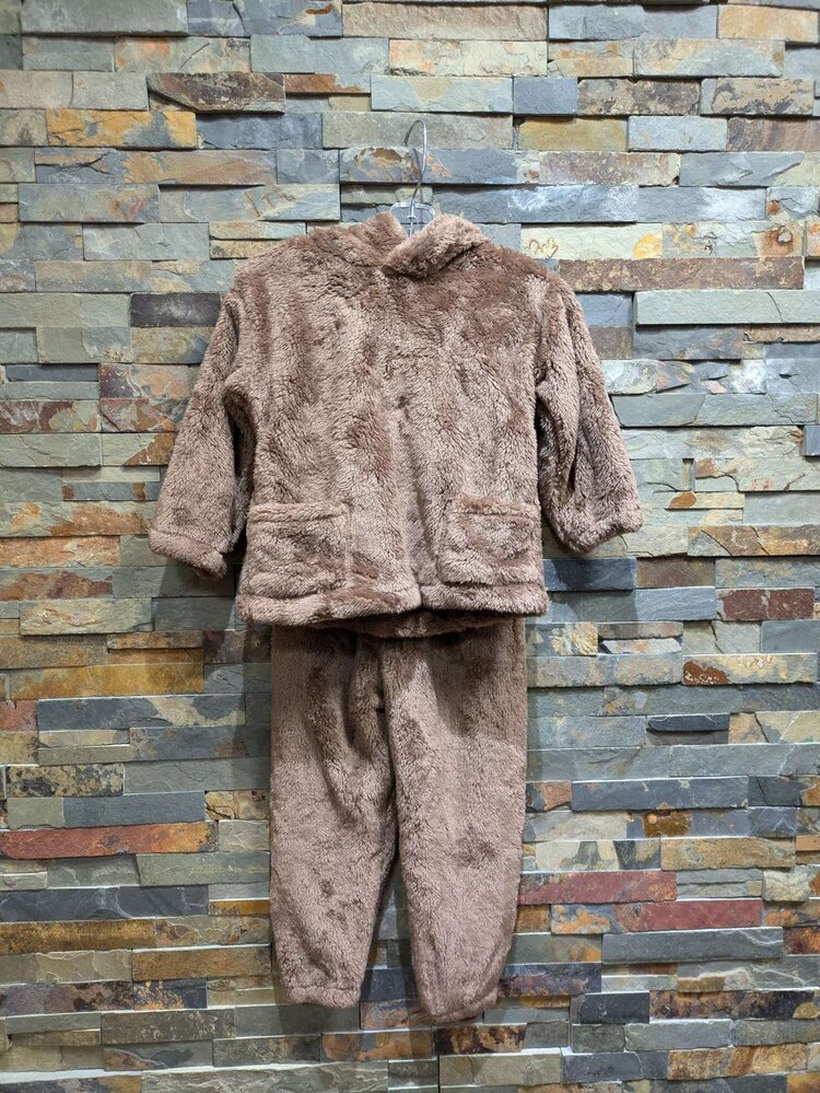 Brown 2pc. Fuzzy Bear Pantset, Size 3-4Y