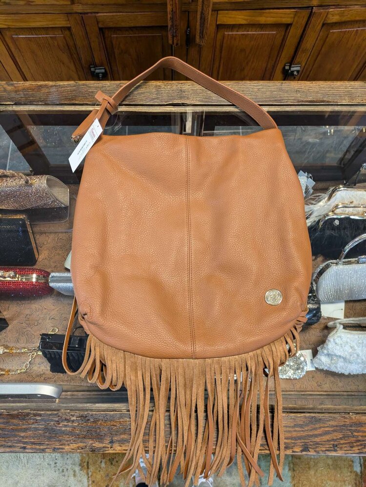 Vince Camuto Tan Genuine Leather Shoulder Bag w/ Tassels
