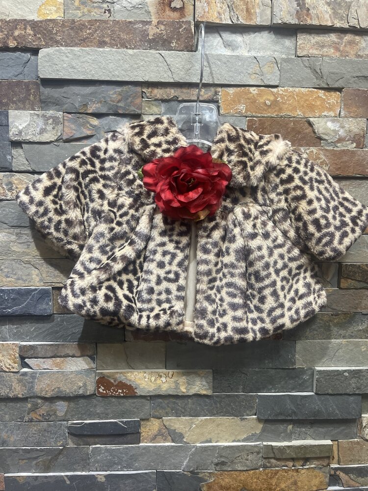 Animal Print Faux Fur Infant Bolero Jacket