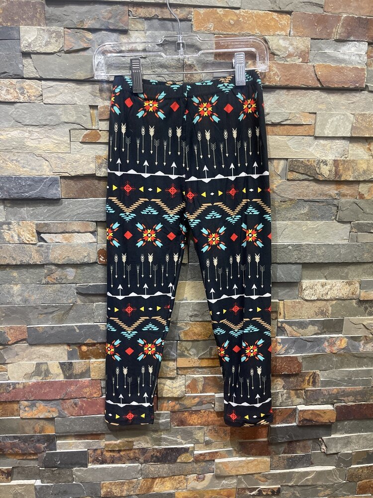 Black Tribal Arrow Print Girls Legging