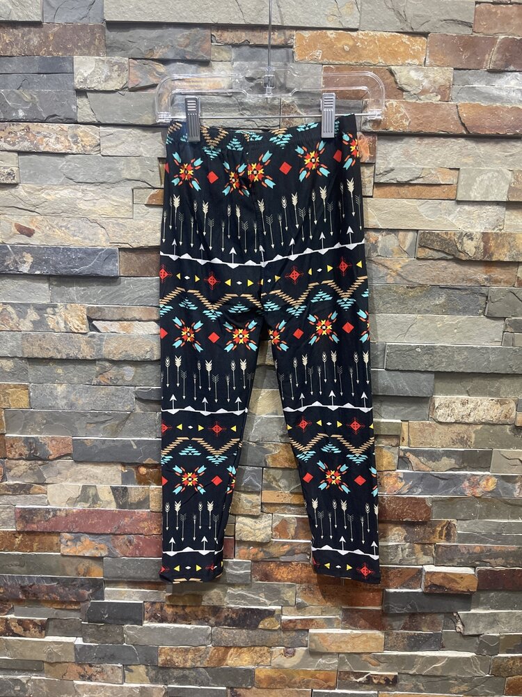 Black Tribal Arrow Print Girls Legging