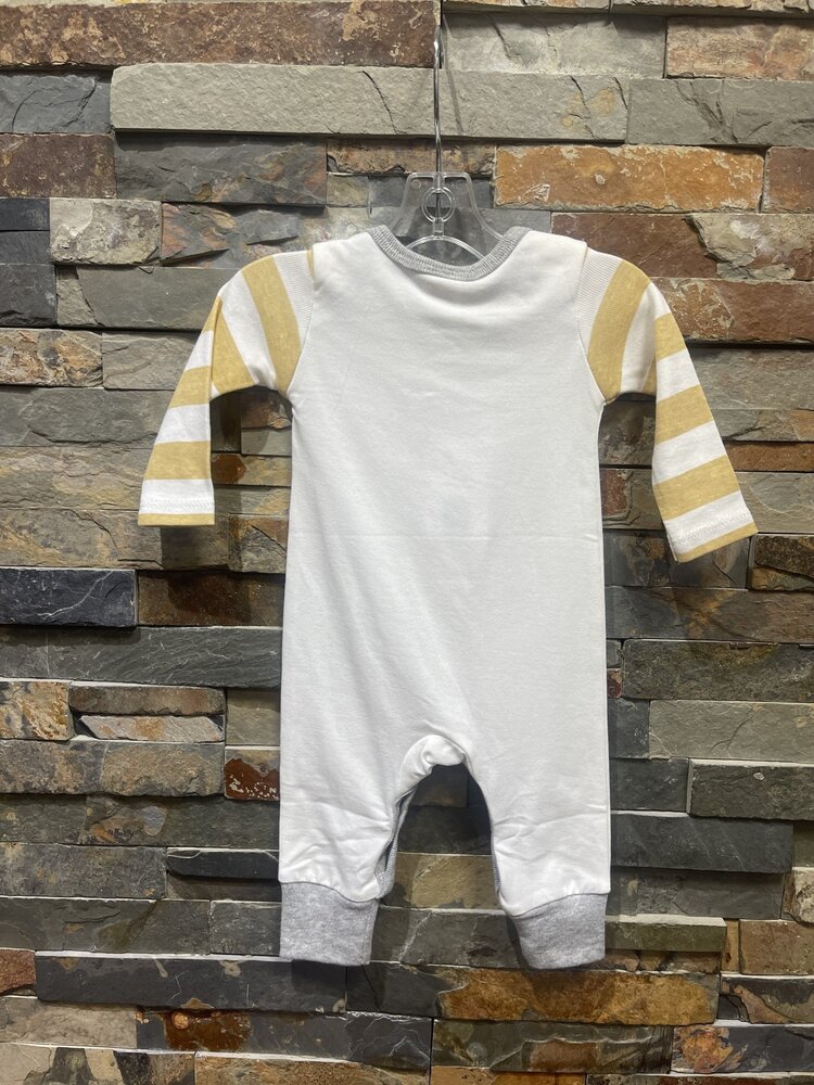 White w/Mustard Stripe You Are My Sunshine Bamboo Romper