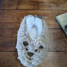 Taupe Bear Baby Slippers