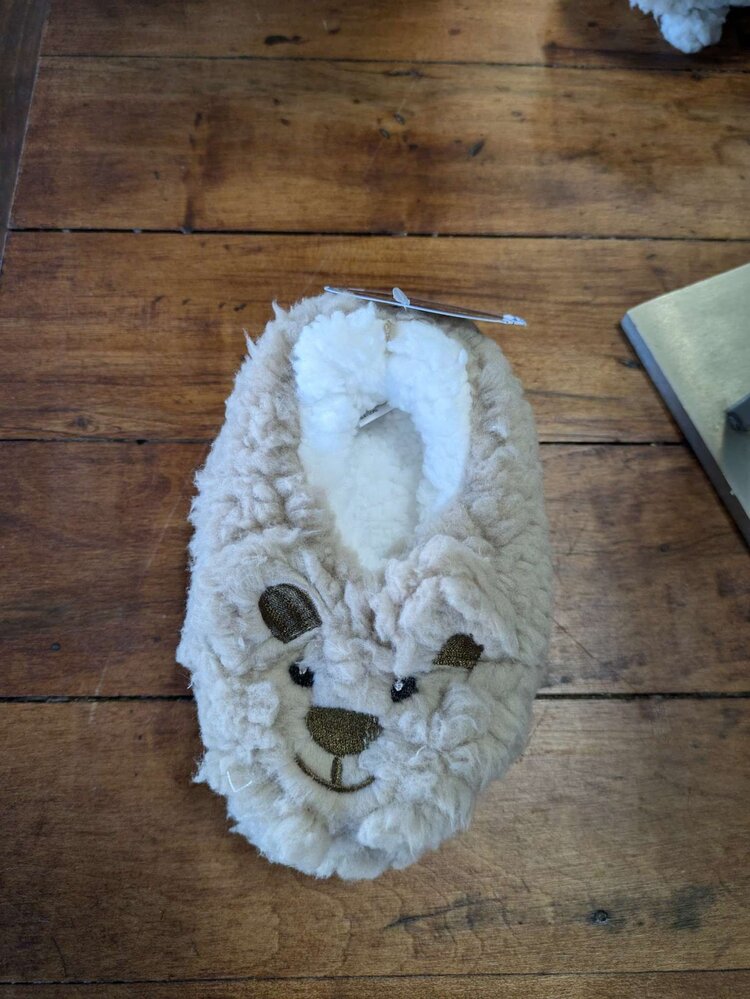 Taupe Bear Baby Slippers