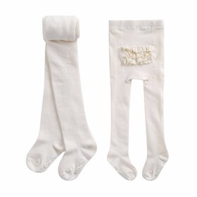 Ivory Ruffle Butt Baby Tights, Size 0-24M