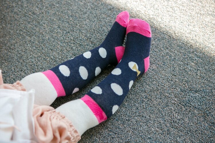 White Tights w/ Dots & Bows