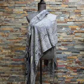 Pashmina Wrap  79 x 22" Tan & Black