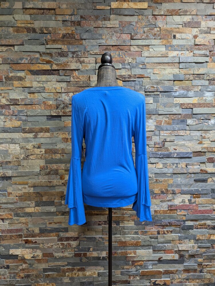 Le Gali Royal Blue Bell Sleeve Pull-Over, Size M