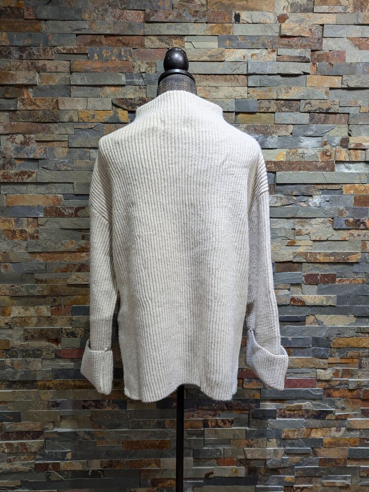 Blu Ivy Oatmeal Funnel Neck Oversized Pullover Sweater