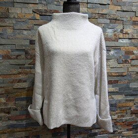 Blu Ivy Oatmeal Funnel Neck Oversized Pullover Sweater