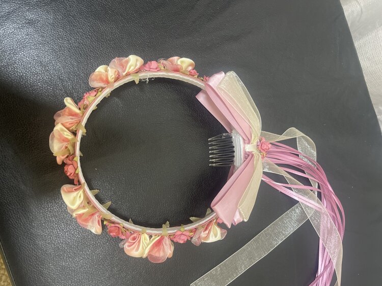 Rose Faux Flower Crown with Bow