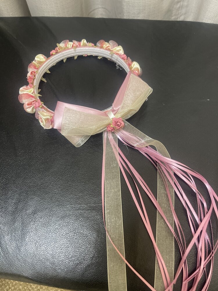 Rose Faux Flower Crown with Bow