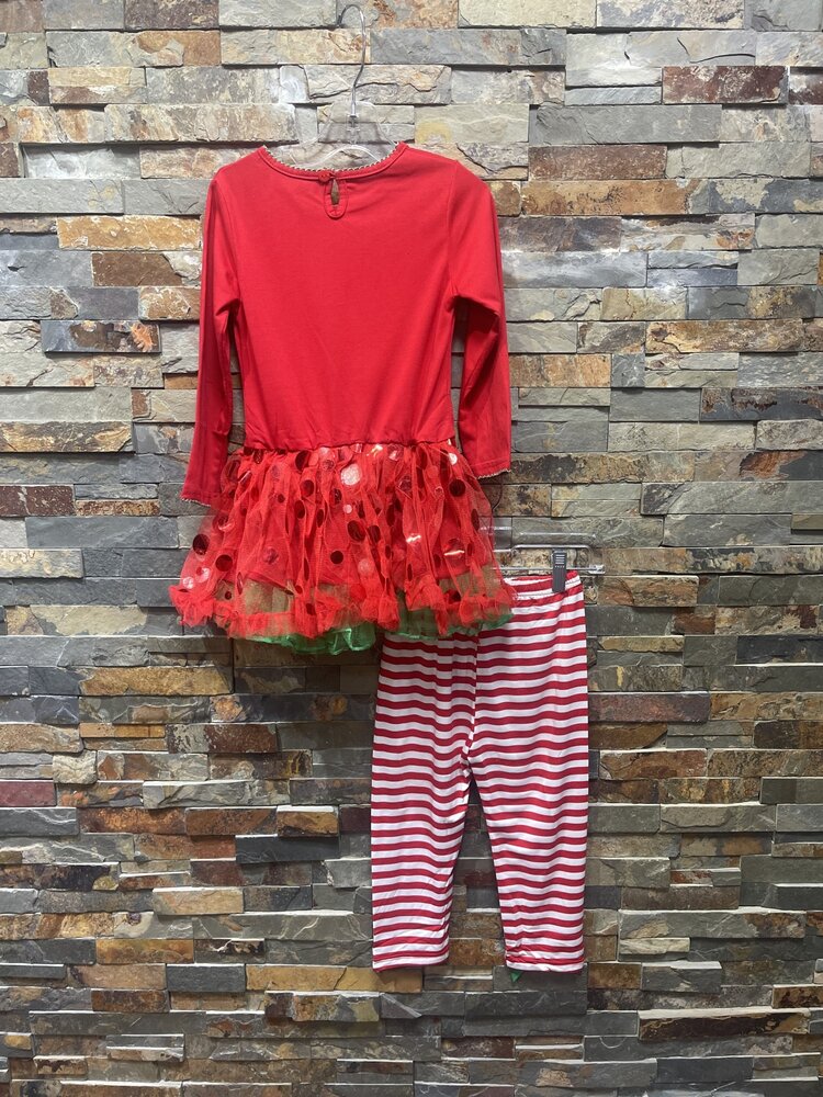 Red 3D Christmas Tree Girl Tunic & Pants