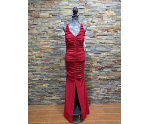 Crimson Red Glitter Ruched Dress, Size 17/18 - Elements Unleashed