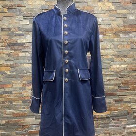 Navy Long Sleeve Velvet Jacket