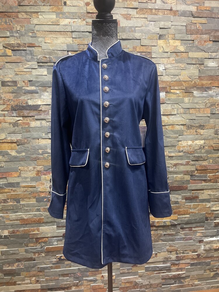 Navy Long Sleeve Velvet Jacket