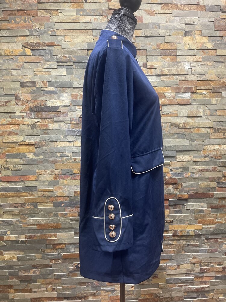 Navy Long Sleeve Velvet Jacket