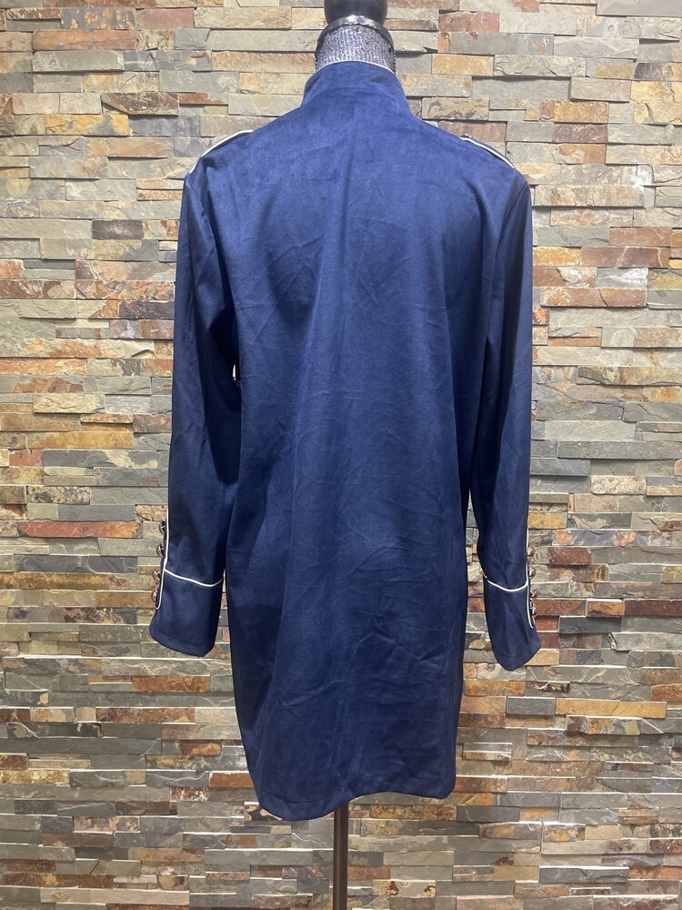Navy Long Sleeve Velvet Jacket