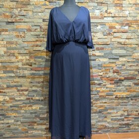 After Six Dark Blue V-Neck Sheer Gown, Size 20