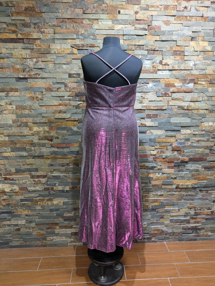 Morgan & Co. Pink Iridescent Sheath Dress w/ Sweetheart V-Neck, Size 16W