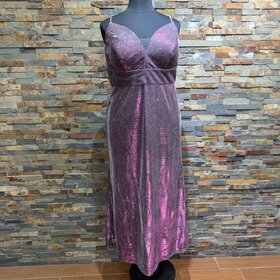 Morgan & Co. Pink Iridescent Sheath Dress w/ Sweetheart V-Neck, Size 16W