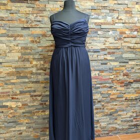 Nightway Navy Blue V-Neck Full Length Gown, Size 16