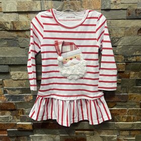 White Santa Cotton Striped Dress