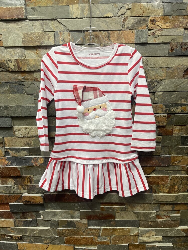 White Santa Cotton Striped Dress