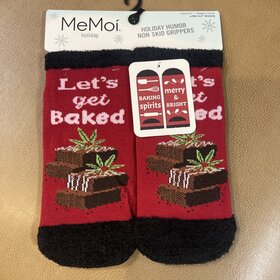Red Merry & Baked Low Cut Socks, Size 9-11