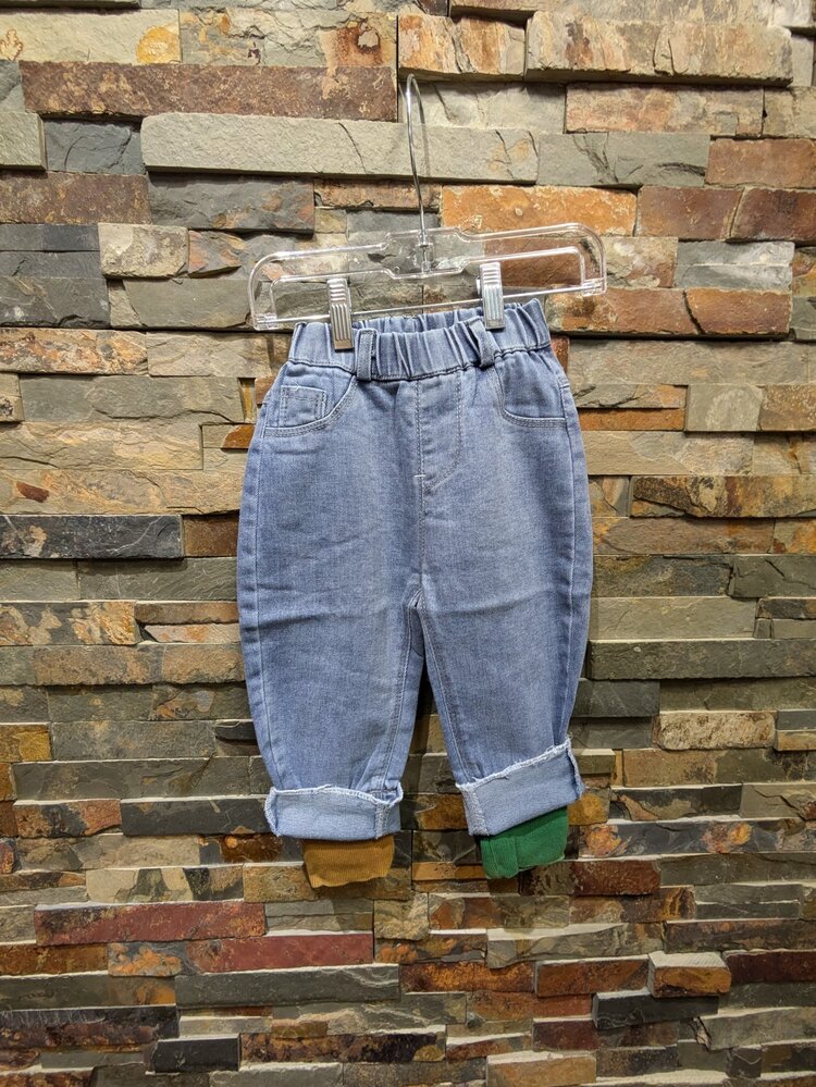 Blue Denim Cuffed Jeans